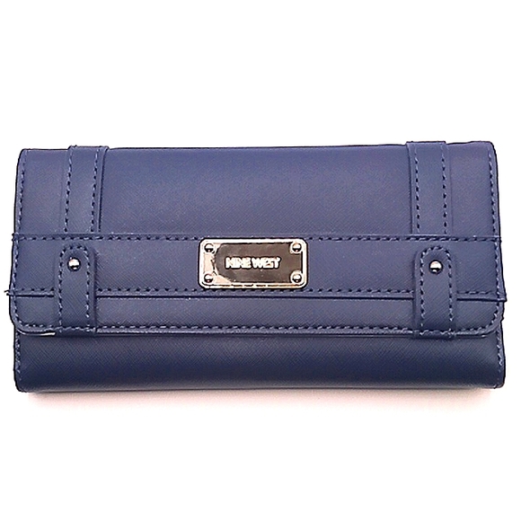 Womens Nine West Navy Blue And Metallic Silver Wallet - Picture 1 of 3